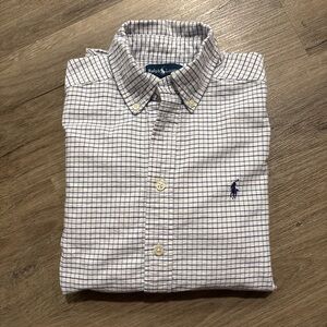 Polo Ralph Lauren Boys White and Blue Plaid Long Sleeve